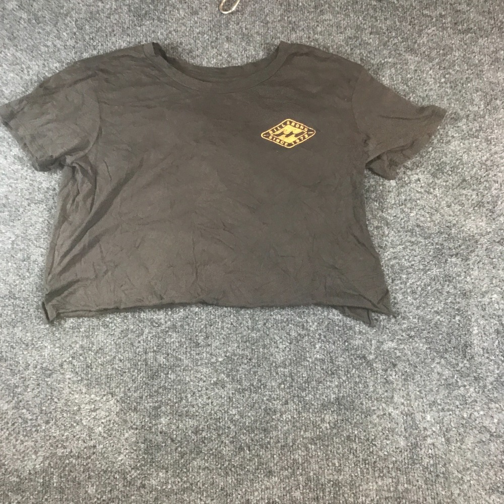Billabong Cropped T-Shirt Womens Large Gray Good Cotton Crewneck Logo J413QBCR